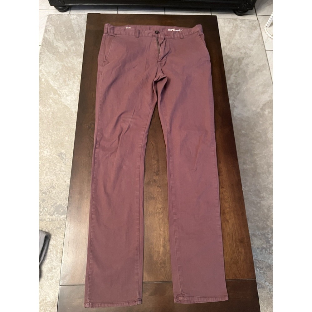 Bullhead Mens 32x34 Skinniest Skinny Washout Burgundy Denim Jeans